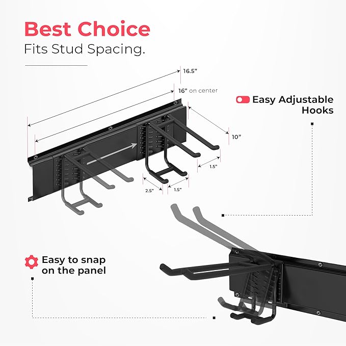 TIDYME Garage Wall Organizer | 80" Heavy-Duty Tool Storage Rack | Adjustable - Image 3