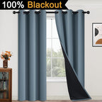 Yakamok Full Blackout Curtains 84 Inches Long, 2 Thick Layers Grommet Top - Image 2