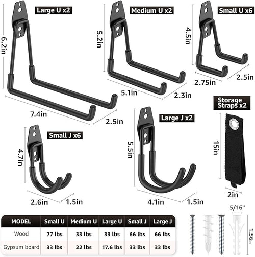 20 Pack Garage Hooks, Heavy Duty Steel Wall Mount Utility Hangers - Image 2