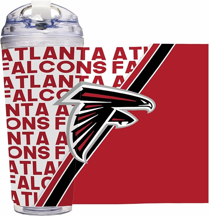 NFL Football 24oz Acrylic Tumbler with Hinged Lid, Officially Licensed Double Wall Tumbler for NFL Fans