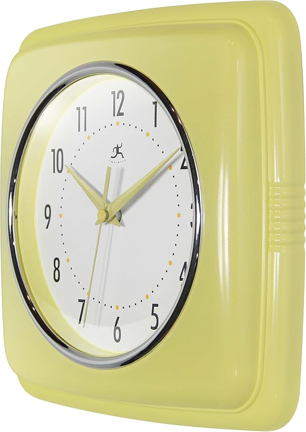 Infinity Instruments Retro Wall Clock – 9-Inch Square, Silent & Non-Ticking – - Image 3