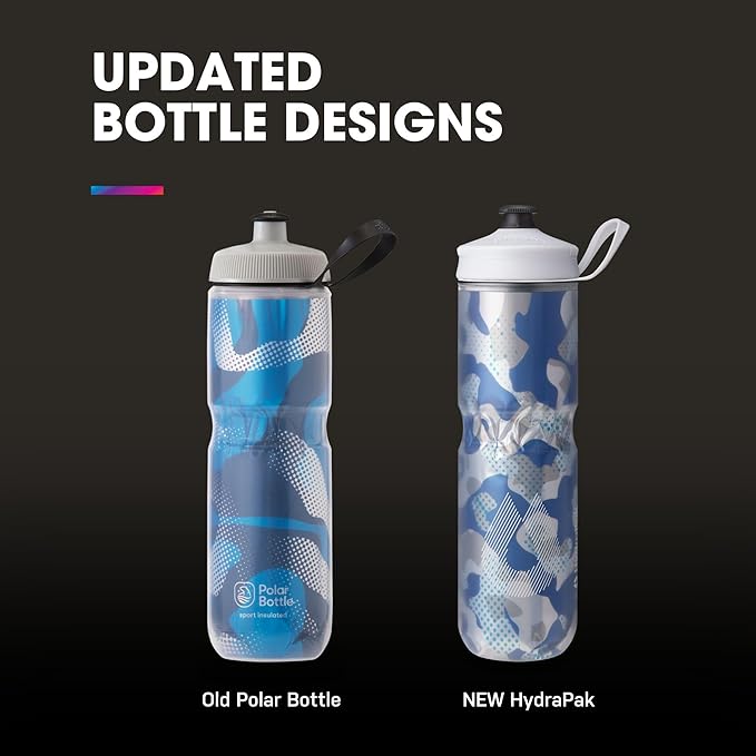HydraPak | Polar Bottle - Polar Sport Insulated Water Bottle - BPA-Free, Sport & Bike Squeeze Bottle with Handle (Contender Black, 600ml / 20oz)