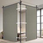 100% Blackout Room Divider Curtains Sets Grey W100 x L96 in 2 Panels No Drill by AJAZZ
