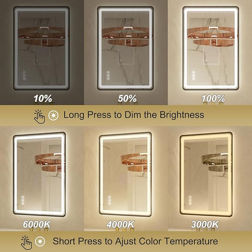 24x36 Inch Black Frame LED Bathroom Mirror - Image 2