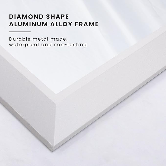 Amorho Bathroom Mirror, 55x40 Inch White Framed Bathroom Mirrors - Image 6