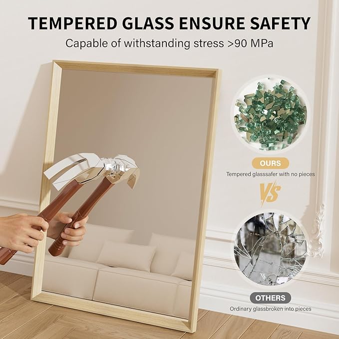 Oak Wood Effect Framed Wall Mirror, 20x30 Rectangle Mirror, Anti-desilvering - Image 8