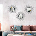 3 Pack Metal Mirrors for Wall Sunburst Wall Mirrors Home Décor Decorative - Image 3
