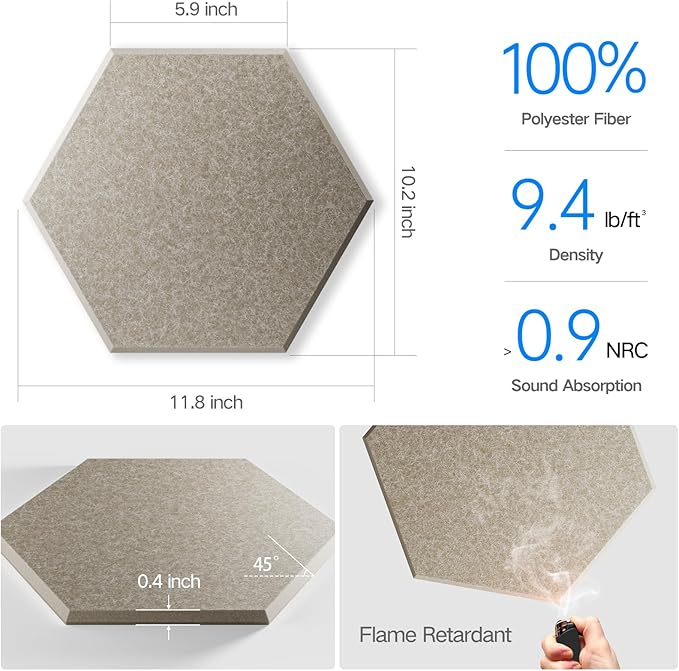8 Pack Self-Adhesive Acoustic Panels 12" X 10" X 0.4" - Image 3