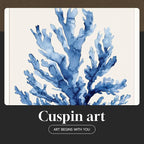 Large Framed Blue Coastal Coral Wall Art - Image 6