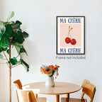 jkahh Funky Cherry Wall Art Vintage Red Blue Aesthetic Poster Trendy Ma Cherie - Image 4