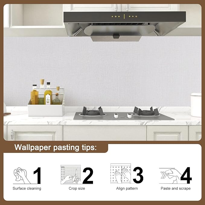 Beige Wallpaper Grasscloth Peel and Stick Wallpaper 15.7"x 118" Fabric Contact - Image 9