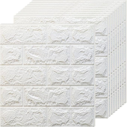 3D Wall Panels Peel and Stick in White, Faux Brick Wall Panels by Greymond