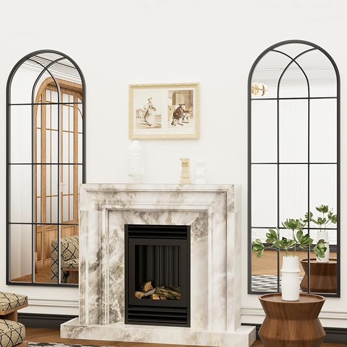Dewfig 65"x 22" Arched Window pane Full Length Mirror, Wall Mirror, Floor - Image 5