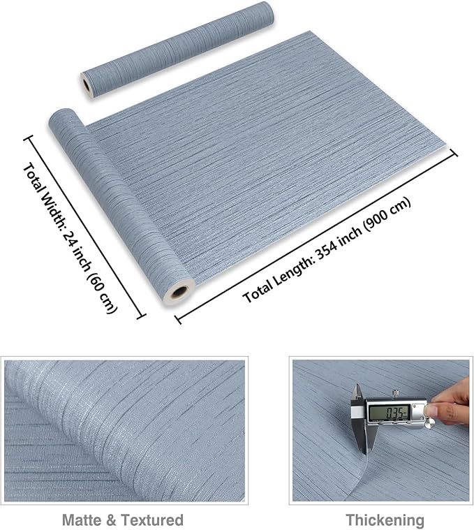 CRE8TIVE Large Size 24"x354" Light Blue Grasscloth Peel and Stick Wallpaper - Image 8