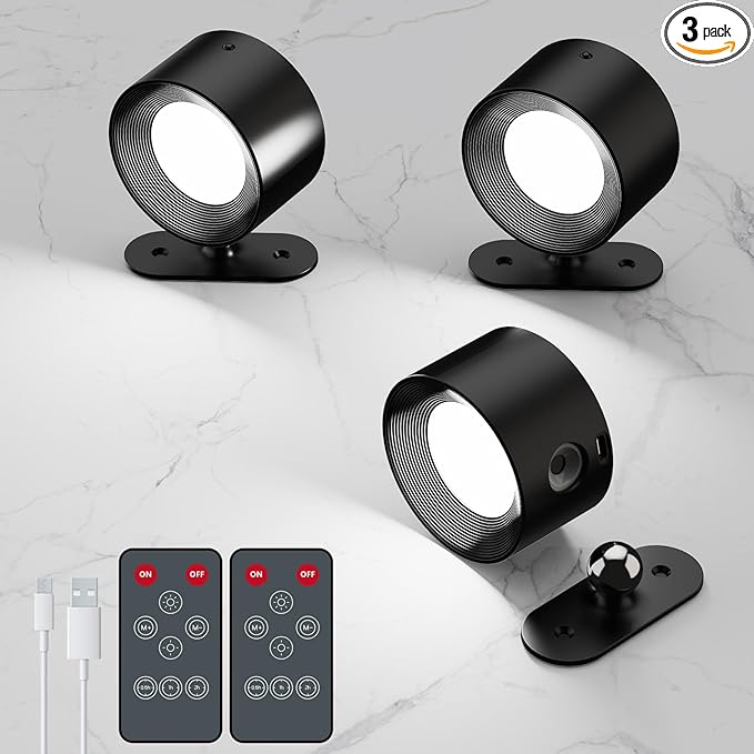 AKSDA 3Pack Battery Operated Wall Sconce, 3 Color Modes 3 Brightness Levels by AKSDA