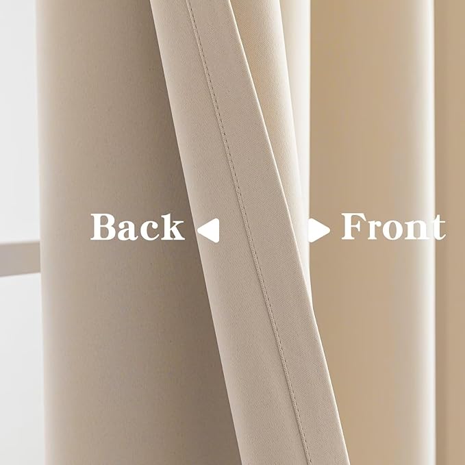 IGEMAEVE Beige Curtains 108 Inch Length 2 Panels Set, Light Filtering Curtains - Image 4