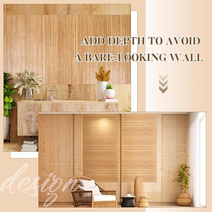 Juexica 2 Pcs Natural Bamboo Wall Panel 16 x 96 Inch Bamboo Covering Renewable - Image 3