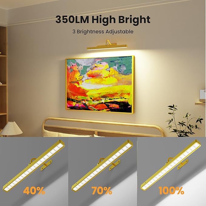 Picture Light Gold 2Pack, 5000mAh Battery Opertated Cordless Picture Lights - Image 4