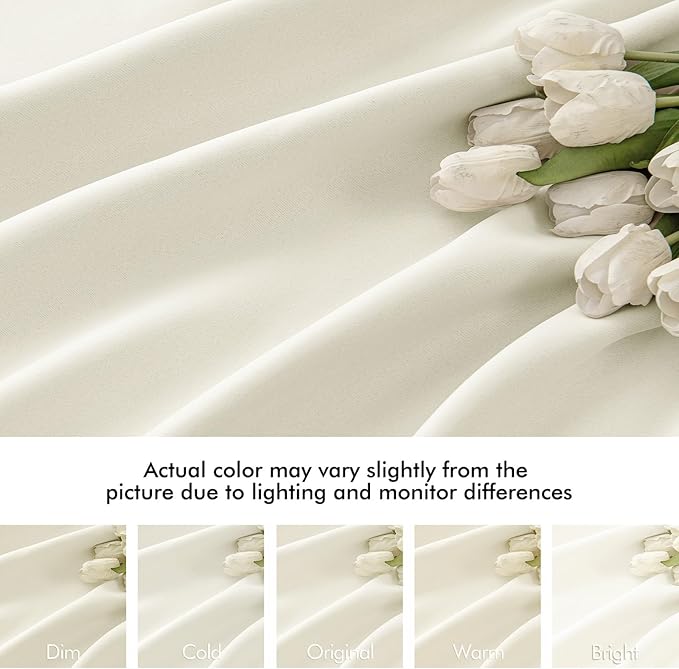 MIULEE Cream Back Tab Blackout Curtains 84 Inch Length 2 Panels Set - Image 8