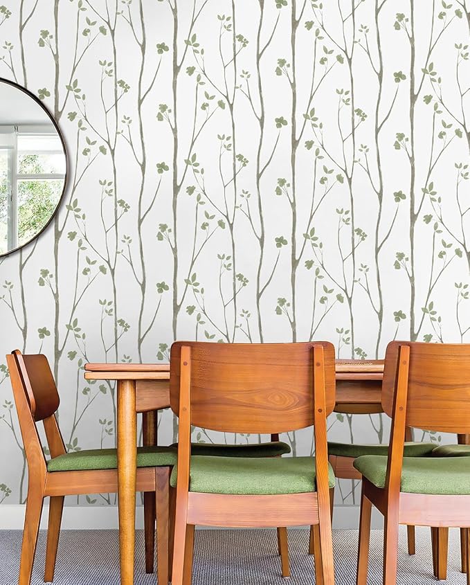 Timeet Green Leaf Wallpaper 16" x 197" Boho Floral Peel & Stick Removable - Image 5