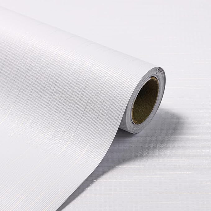 Grasscloth Peel and Stick Wallpaper White Gold Wallpaper 15.7"x 1181" Linen by TAPETYLLER