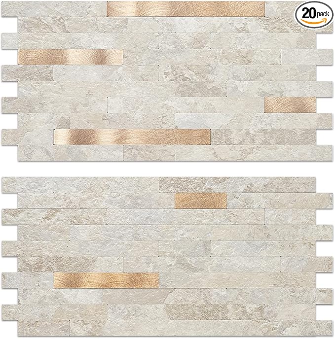 AULIGET 20 Sheets Faux Stone Peel and Stick Backsplash by AULIGET