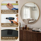 DUMOS 28 Inch Round Wall Mirror, Bathroom Mirror - Image 7