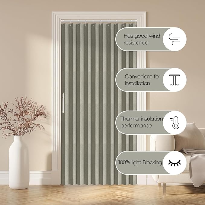AJAZZ 100% Blackout Magnetic Door Curtain Accordion Doors Interior Closet Door - Image 9
