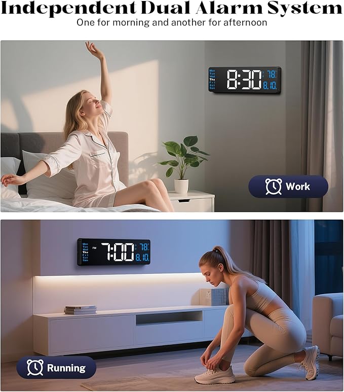 Digital Wall Clocks for Classroom, Temperature, Night Light for Living Room - Image 5
