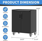 Metal Storage Cabinet with Wheels, Lockable Garage Storage Cabinet with Doors - Image 3