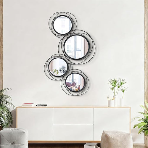 4 Set. Circle Mirrors for Wall Decor for Living Room Bedroom Bathroom Entryway - Image 2