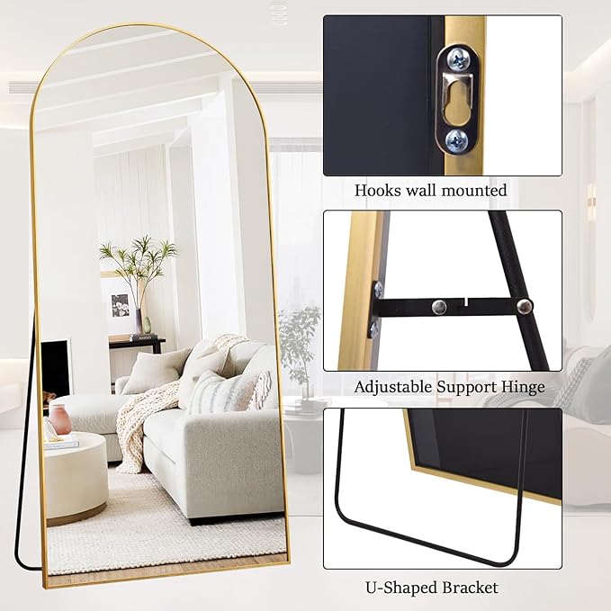Rowjut Floor Full Length Mirror, Arched Mirrors Full Length 76"x34" - Image 4