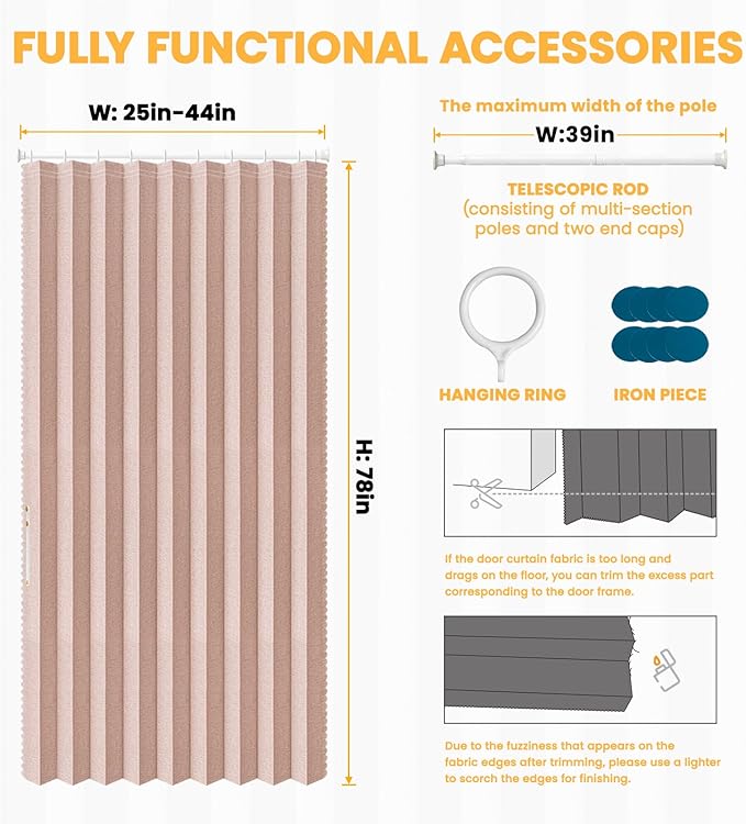 AJAZZ Blackout Curtain with Curtain Rods Included Invisible Accordion Doors - Image 3