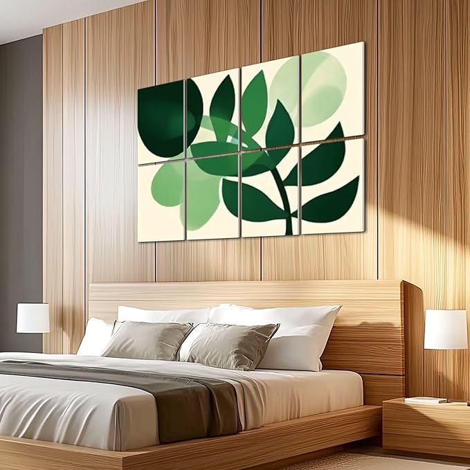 8 Pack Art Acoustic Panels Sound Absorbing Boho Botanical Leaf Orange Green - Image 5