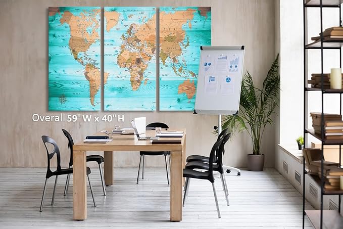ZEYDRT Blue large world map wall decoration can be directly hung 40‘x20 inx3 - Image 4