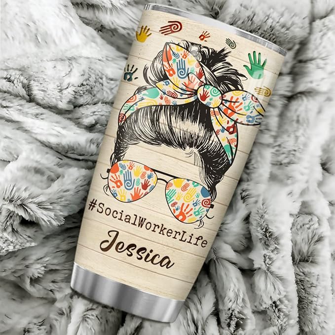 winorax Social Worker Gifts Personalized Social Workers Tumbler Stainless Steel Insulated 20oz 30oz Cup Coffee Tumblers Cups Gift Custom Name BSW MSW DSW Gifts For Women Appreciation Birthday
