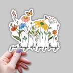 (3 pcs) Grow Through What You Go Through Motivational Sticker Floral for Tumbler, Funny Sarcastic Phrase Inspirational Quote Vinyl Decal for Kindle Laptop Water Bottle Phone Hard Hat - 3x2.6