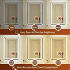 24x36 Inch Black Framed LED Bathroom Mirror - Image 4