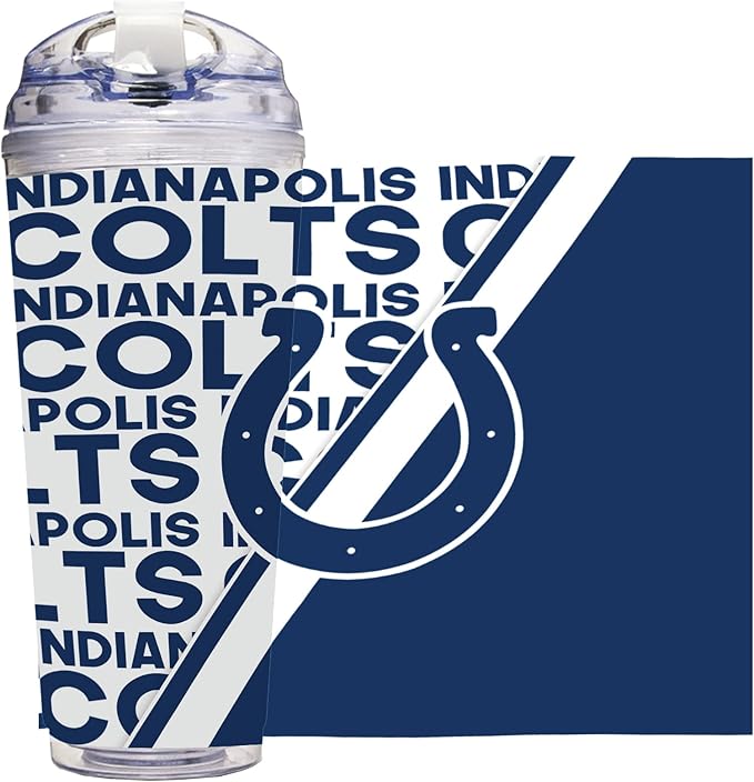 NFL Football 24oz Acrylic Tumbler with Hinged Lid, Officially Licensed Double Wall Tumbler for NFL Fans