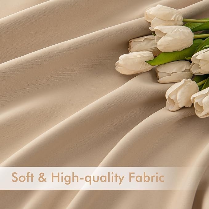 MIULEE Back Tab Beige Curtains 90 Inch Long 2 Panels Set - Image 6