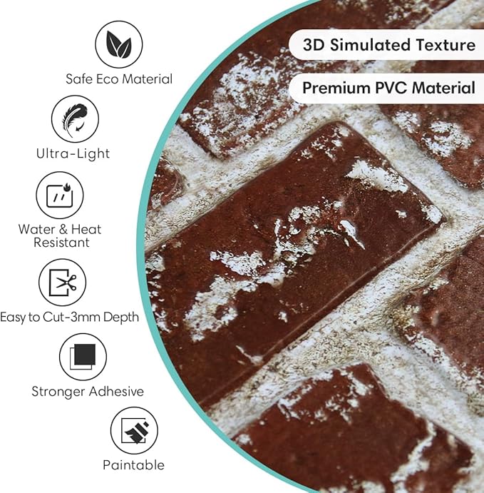 Commomy 3D Peel and Stick Brick Tiles - Image 4