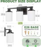 DORESshop 17 Inch Bathroom Light Fixtures, 3-Light Black Bathroom Vanity Light - Image 5