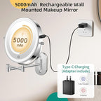 FUNTOUCH 5000mAh Rechargeable Wall Mounted Makeup Mirror - Image 3