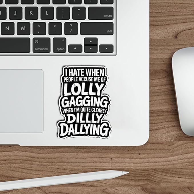 (3Pcs) I Hate When People Accuse Me of Lollygagging When I’m Clearly Dilly Dallying Sticker Vinyl Stickers for Water Bottles Laptop Phone Car Window Helmet Gifts Size 2.2" x 3"