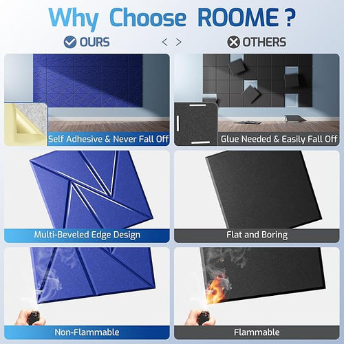 22 Pack Acoustic Panels with Self-Adhesive, Sound Panels High Density, - Image 2