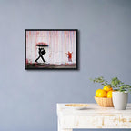 Wieco Art Framed Banksy Raining Day or Colorful Graffiti Street Famous Canvas - Image 2