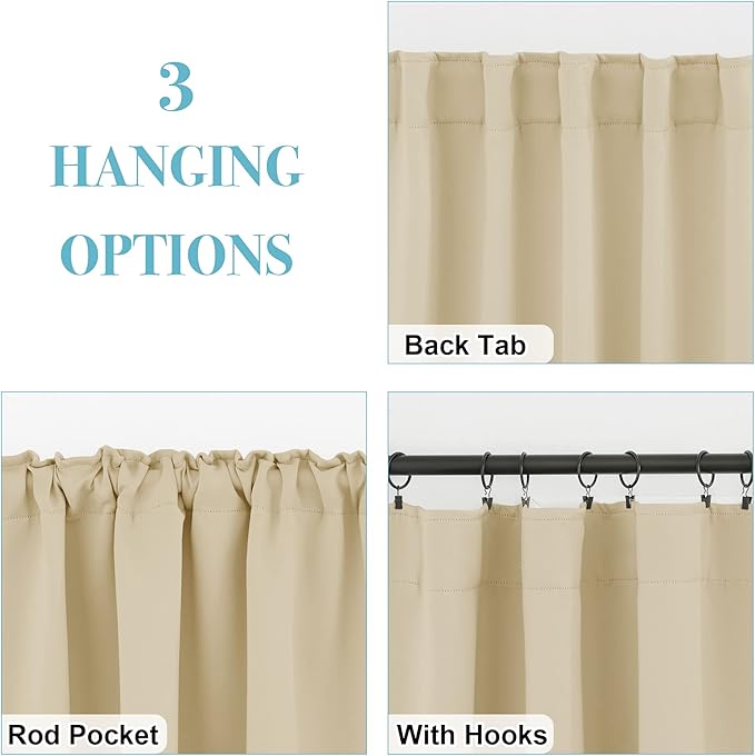 RYB HOME Blackout Curtains for Living Room, Privacy Thermal Insulating Window - Image 2