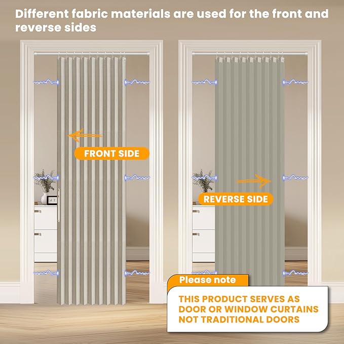 AJAZZ 100% Blackout Magnetic Door Curtain Accordion Doors Interior Accordion - Image 2