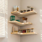 Floating Corner Shelves Set of 3, Solid Wood Picture Wall Shelf, Floating - Image 6