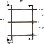 Helsin 3 Tier Industrial Pipe Shelf Rustic Wood Floating Shelves, Wall Display - Image 3